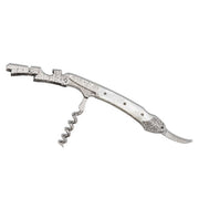 WILLIAM HENRY Gris Damascus Steel and White Pearl Wine Opener and Corkscrew